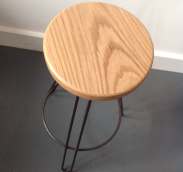 oak top - adjustable hairpin stool (made to order)