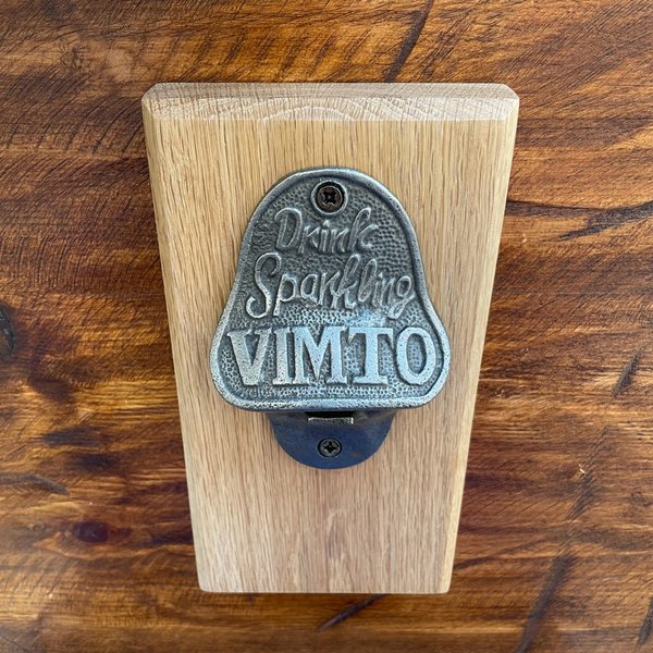 vimto bottle opener on oak