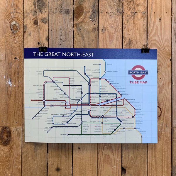 The Great North-East rail map print