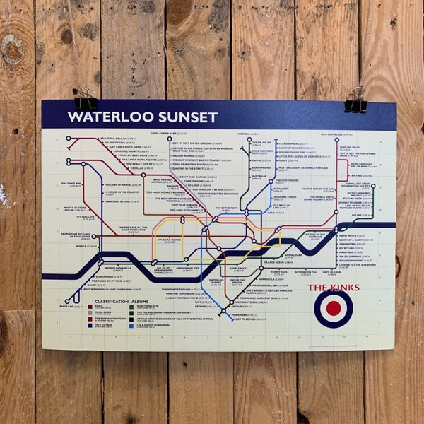 Waterloo sunset - The Kinks tube map print