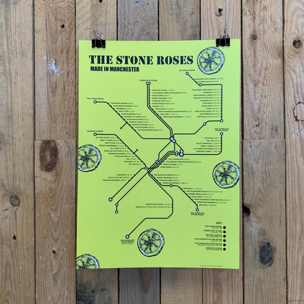 The stone roses - made in Manchester metro map print