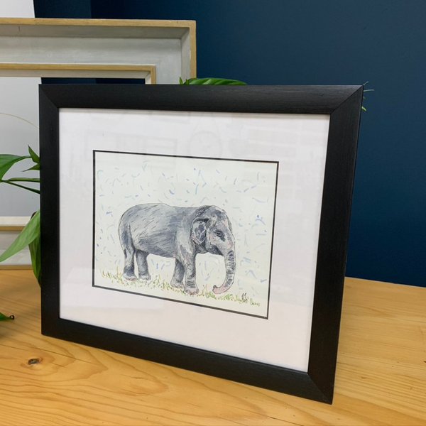 'at the green elephant sanctuary' original - framed