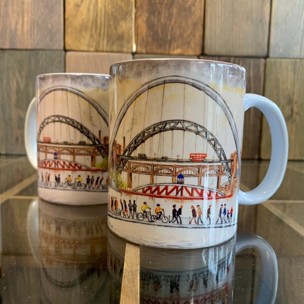 Lowry Style Newcastle bridges mug