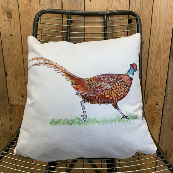 Pheasant faux suede cushion