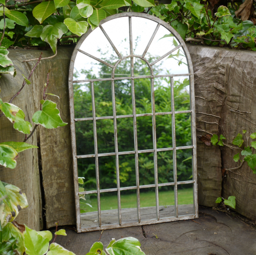 Small arch garden mirror