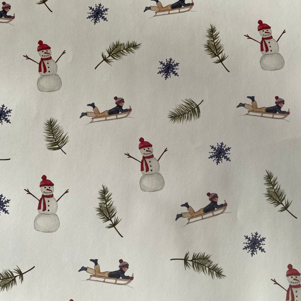 snowman & sleighs wrapping paper & gift card