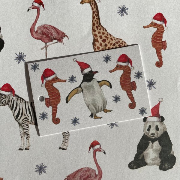 christmas party animals paper & gift card