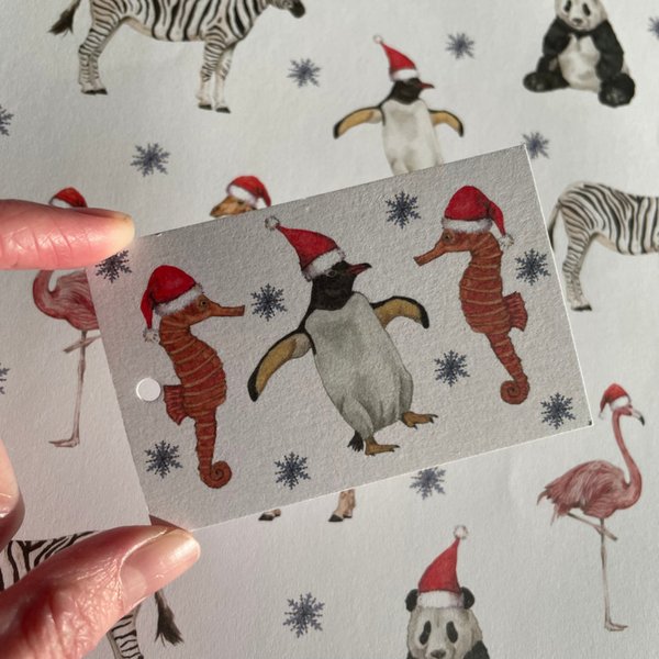christmas party animals paper & gift card