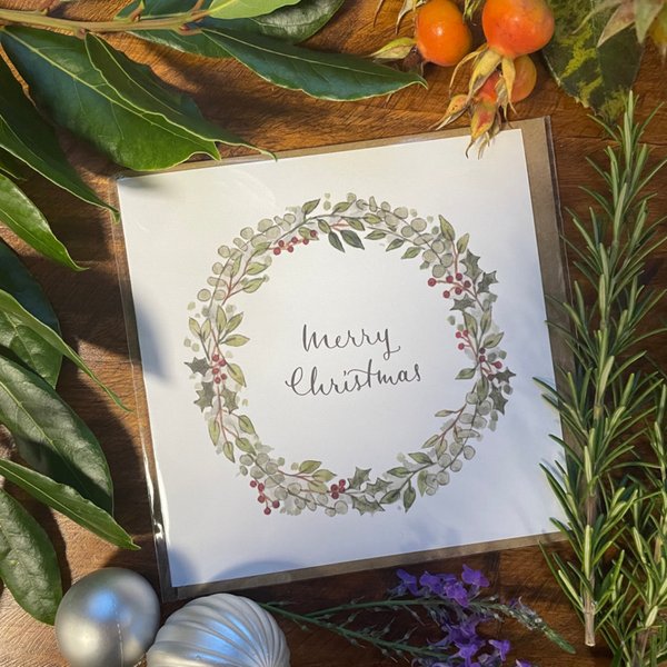 Holly wreath card
