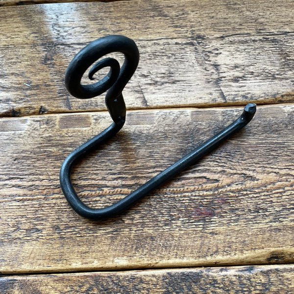 black wax curly tail toilet roll holder